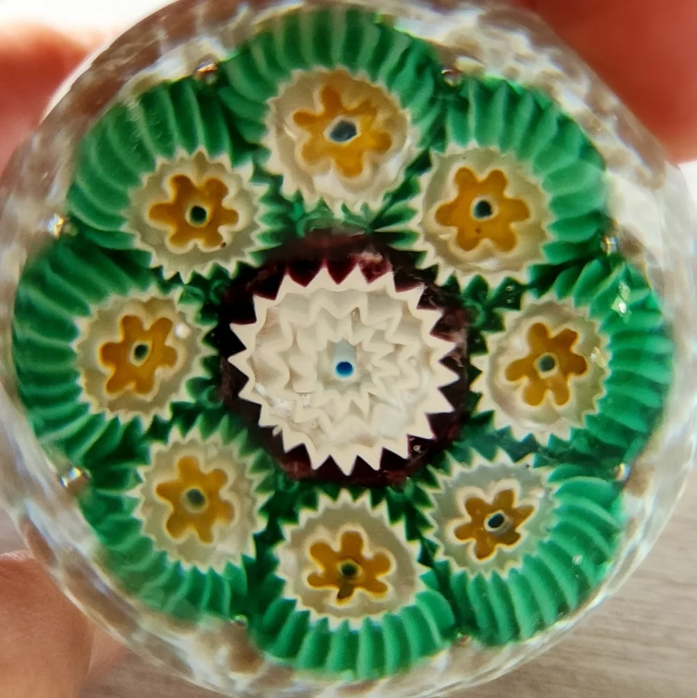 Used Murano Blown Glass Dome Paperweight Millefiori Multicolor Vintage Murano - Picture 3 of 6